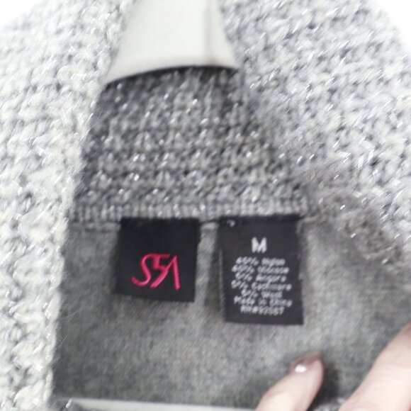 SFA Cashmere Angora Wool Sweater Women M Gray Career Preppy Quiet Luxury Classic - Picture 4 of 15
